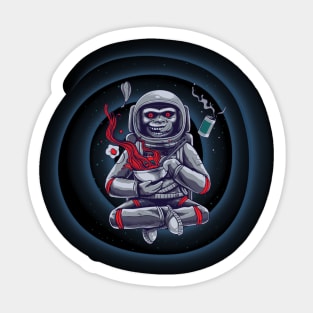 Monkey moon blue hypnotical in space Sticker